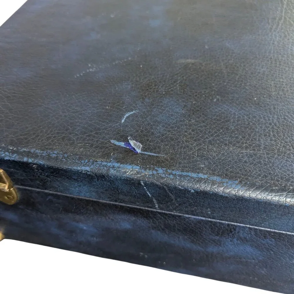 Vintage Blue Faux Leather Briefcase
